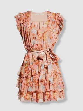 Marie Oliver Thea Dress in Peachy Peonies - Sz Small